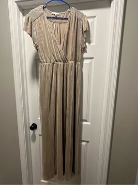 Baltic Born Athena Pleated Maxi Dress in gold.